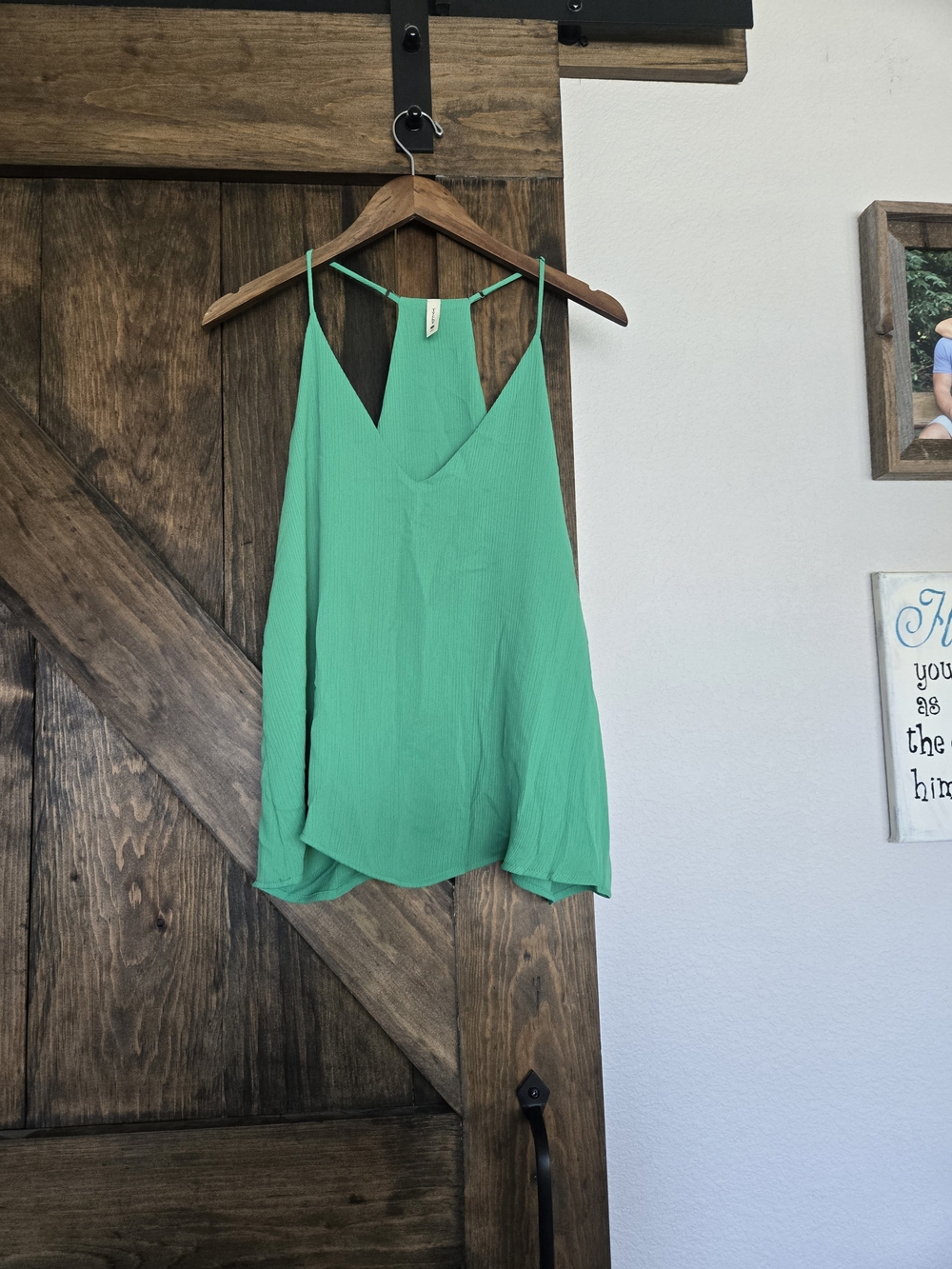 Tyche Emerald Green V-Neck Spaghetti Strap Cami